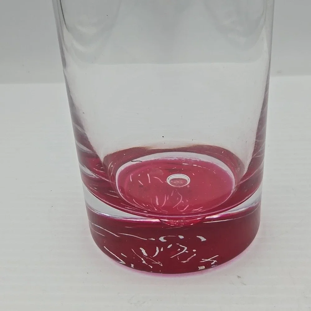 Hand Blown Ruby‎ Red Cranberry Cylinder Vase Heavy Base